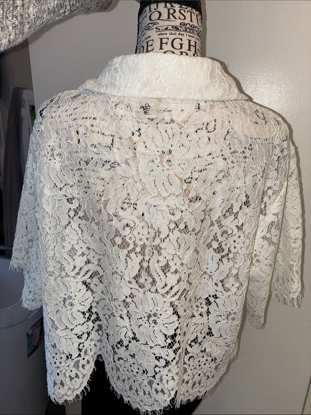 White Lace Button-Down Shirt - Women's Short Sleeve Boutique Brand:Sweet Generis - Picture 13 of 16